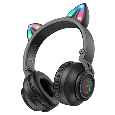 Bluetooth-наушники полноразмерные Borofone BO18 cat ear (повр. уп.) (black)