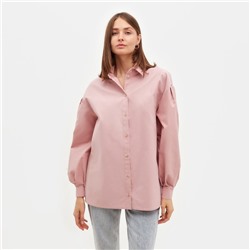 Рубашка женская с объёмными рукавами MINAKU: Casual Collection цвет темно-розовый, р-р 50