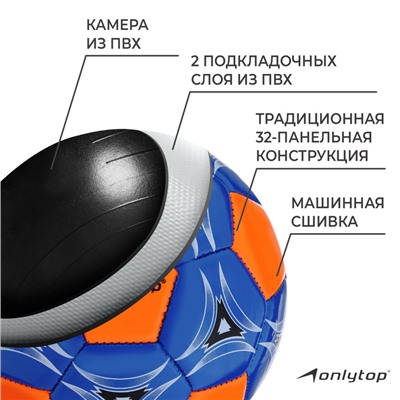 Футбольный мяч ONLYTOP, машинная сшивка, 32 панели, р. 2, EVA, цвет МИКС