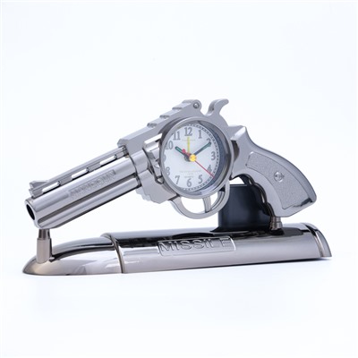 Часы - будильник настольные "Пистолет", дискретный ход, циферблат d-7 см, 13 х 24 см, АА