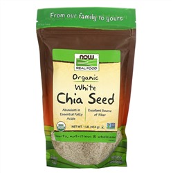Now Foods, Real Food, органические белые семена чиа, 454 г (1 фунт)