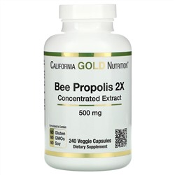 California Gold Nutrition, прополис 2X, концентрированный экстракт, 500 мг, 240 растительных капсул