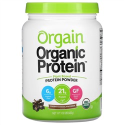 Orgain, Organic Protein Powder, Plant Based, Creamy Chocolate Fudge, 1.02 lb (462 g)