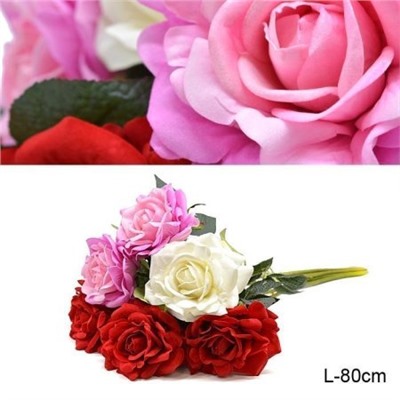 Цветок искусственный Роза 80 см / CD-18 /уп 50/600/ бархатные
