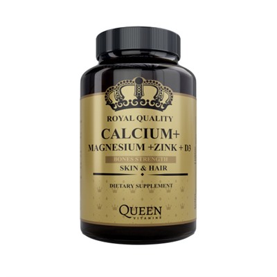 Кальций + магний + цинк + витамин D3 Queen Vitamins, 60 шт