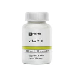 Витамин С в капсулах, 500 мг, укрепляет иммунитет, ускоряет метаболизм Uviteam, 60 шт