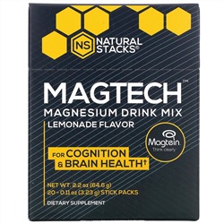 Natural Stacks, MagTech, Magnesium Drink Mix, Lemonade, 20 Stick Packs, 0.11 oz (3.23 g) Each