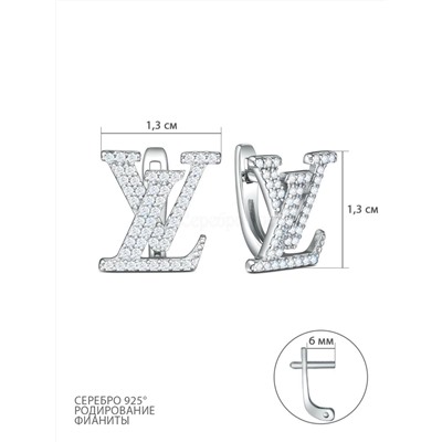 Серьги из серебра с фианитами родированные 925 пробы 2-024р200