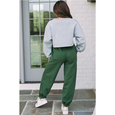 Mist Green Drawstring Waist Casual Jogger Pants