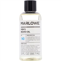 Marlowe, Men's, масло для бороды, № 143, 88,7 мл