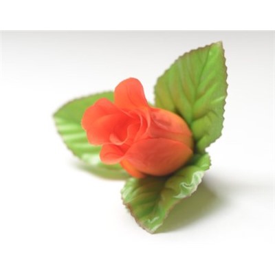 Искусственные цветы, Голова бутона розы с листом (d-40mm) для ветки, венка