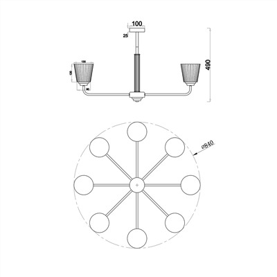 Светильник на штанге Escada 685/8PL E14*60W Copper