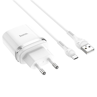 Адаптер Сетевой с кабелем Hoco C12Q QC3.0 (повр. уп.) USB 3A/18W (USB/Micro USB) (white)