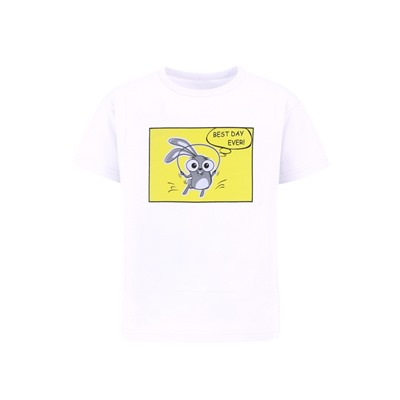 футболка 1ДДФК4327001; белый / Зайка скачет