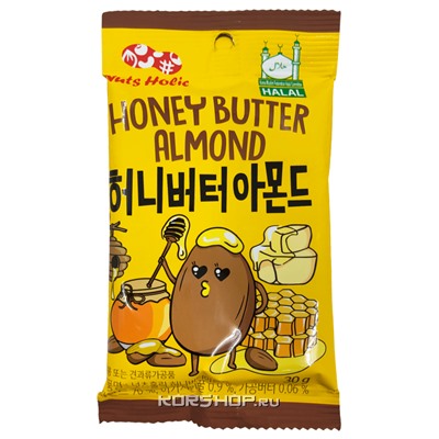 Миндаль в глазури с медово-сливочным вкусом Honey Butter Almond, Корея, 30 г Акция