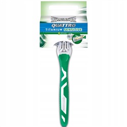 Станок для бритья одноразовый Schick (Wilkinson Sword) QUATTRO TITANIUM Sensitive (1шт.)