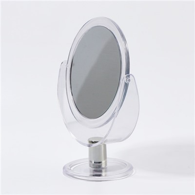 Зеркало настольное «Круг», двустороннее, с увеличением, d зеркальной поверхности 10,5 см, цвет прозрачный