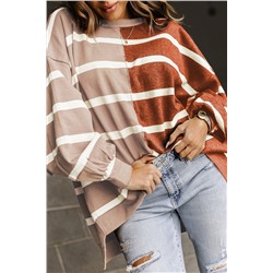 Brown Oversized Contrast Printed Dropped Shoulder Top