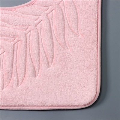 Коврики для ванной и туалета Доляна «Тропики», 2 шт: 40×50 см, 50×80 см, цвет розовый