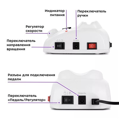 Машинка для маникюра Kitfort КТ-3154, 18 Вт, 30000 об/мин, белая