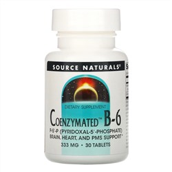 Source Naturals, ферментированный витамин B6, 333 мг, 30 таблеток