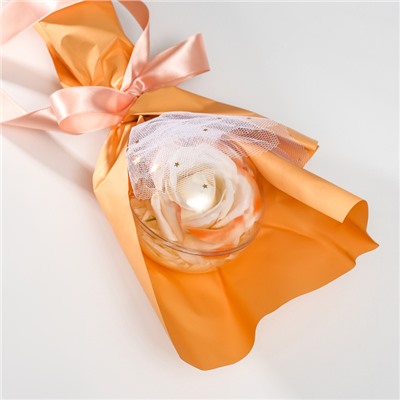 Букет из мыльных лепестков "Роза в шарике" оранж 8,5х8,5х36 см