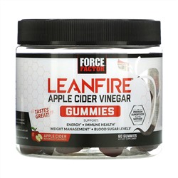 Force Factor, LeanFire, жевательные таблетки с яблочным уксусом и закваской, натуральный вкус яблочного уксуса, 60 жевательных таблеток