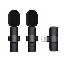 Микрофон - K9 двойной с прищепкой для телефона, Lightning (повр. уп.) (black)