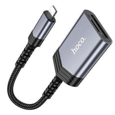 Кард-ридер Hoco UA25 2-in-1 (Type-C) (metal gray)