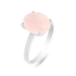 Кольцо из серебра розовый кварц, Ю-100М43