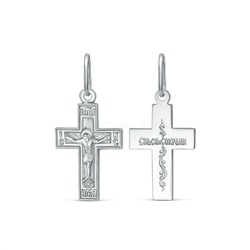 Крест из серебра родированный - 2,6 см