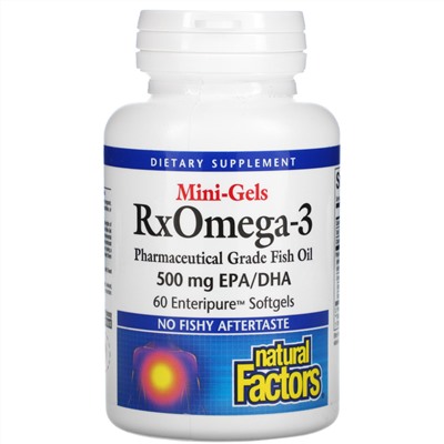 Natural Factors, Mini-Gels RxOmega-3, 500 mg, 60 Enteripure Softgels