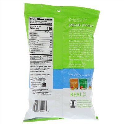 Peeled Snacks, Organic, Peas Please, Sea Salt, 3.3 oz (94 g)