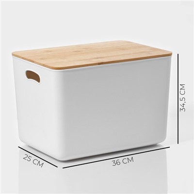 Контейнер для хранения с крышкой и ручками LaDо́m «Натурэль», 36×25×24,5 см, цвет белый