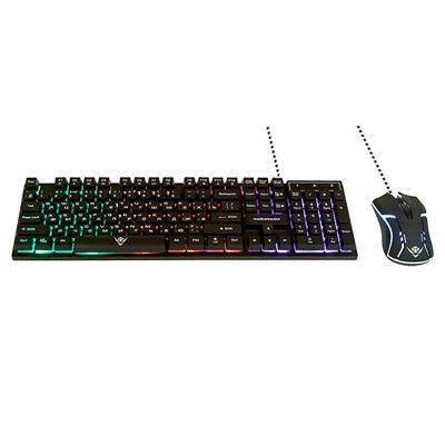 Проводной набор Nakatomi KMG-2305U Gaming мембранная, игровой клавиатура с подсветкой+мышь (black)