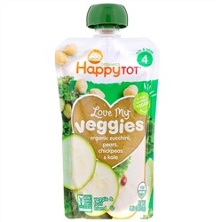 Happy Family Organics, Organics Happy Tot, «Вкусные овощи», органическое пюре из цуккини, груш, нута и кудрявой капусты, 120 г