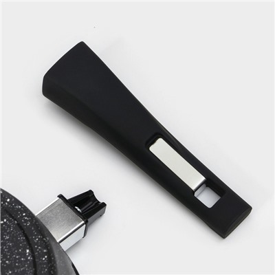 Ковш «Гранит black» Induction Pro, 1,7л, стеклянная крышка, съёмная ручка, цвет чёрный