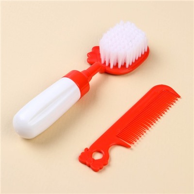 Набор расчёсок с погремушкой «Мяу», 2 предмета: расчёска с зубчиками + щётка, МИКС