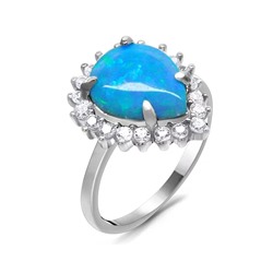Кольцо из серебра опал светло-голубой, МОВ0334