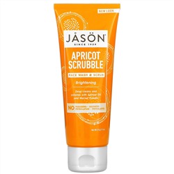 Jason Natural, Осветляющий абрикосовый скраб, гель для умывания и скраб для лица, 113 г (4 унции)