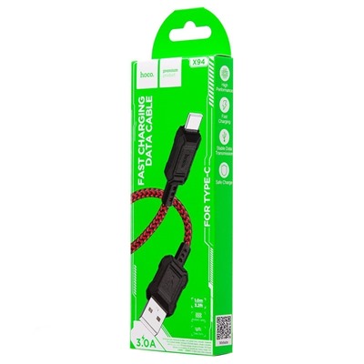 Кабель USB - Type-C Hoco X94 Leader  100см 3A  (red)