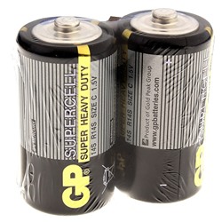 Батарейка солевая GP Supercell Super Heavy Duty, C, 14S / R14, 1.5В, спайка, 2 шт.