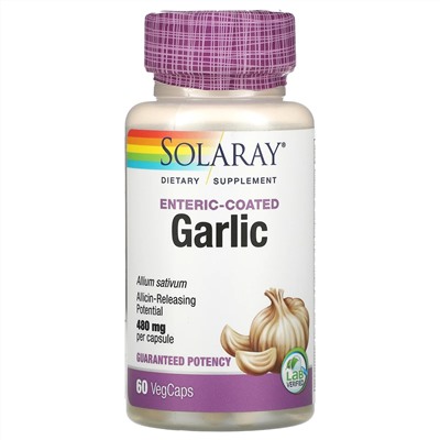 Solaray, Enteric-Coated Garlic, 480 mg, 60 VegCaps