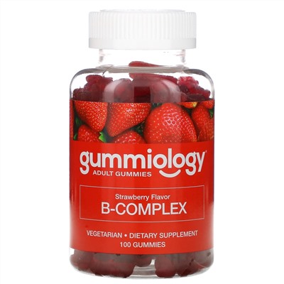 Gummiology, комплекс витаминов группы В, со вкусом клубники, 100 жевательных таблеток