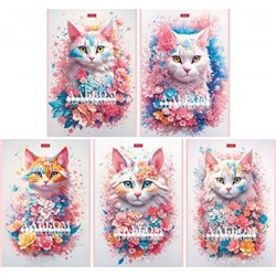 Альбом для рисования 48л с пластиковой обложкой "Spring cat" (087324) Хатбер