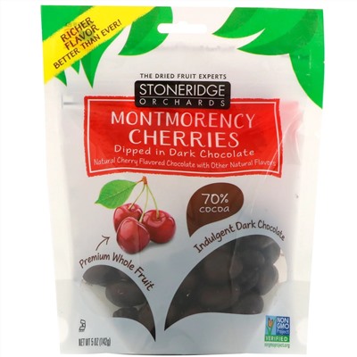 Stoneridge Orchards, вишня Монморанси в черном шоколаде, 70% какао, 142 г (5 унций)