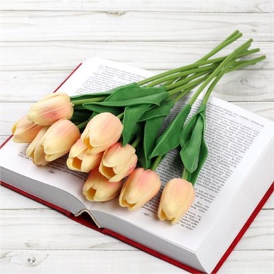 Цветок искусственный Тюльпан 30 см желто-розовые / 1205 /уп 10/200/1200/ латэкс