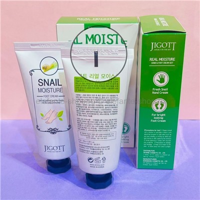 Набор кремов для рук и ног с экстрактом слизи улитки JIGOTT Real Moisture Hand & Foot Cream Set (78)