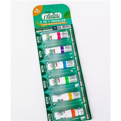 Тайский карманный ингалятор-карандаш 2 в 1 для улучшения дыхания и общего благополучия Green Herb, 8 мл.