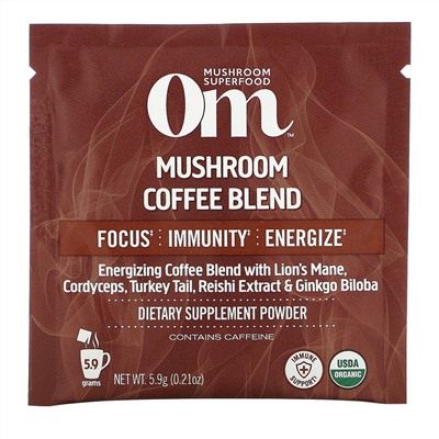 Om Mushrooms, Mushroom Coffee Blend, 10 Packets, .21 oz (5.9 g) Each